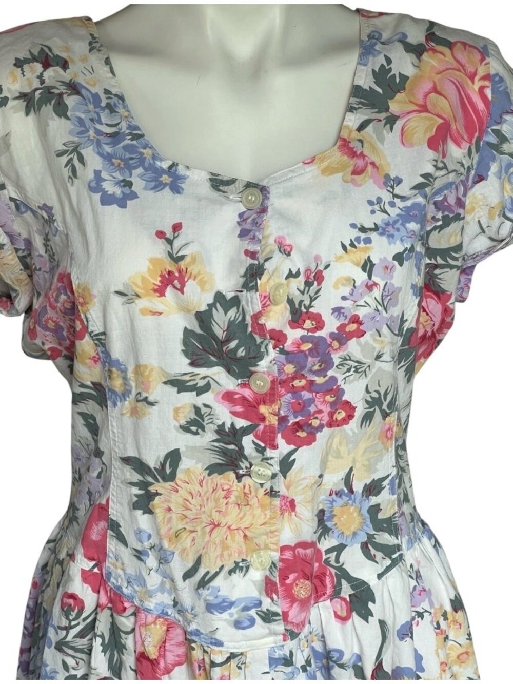 Uni Mondo Womens Dress Size 16/18 Floral Cross Back Straps Pockets Drop Waist - Picture 5 of 14